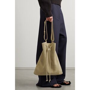 KHAITE Women's Beige Greta Large Suede Shoulder Bag $2700+